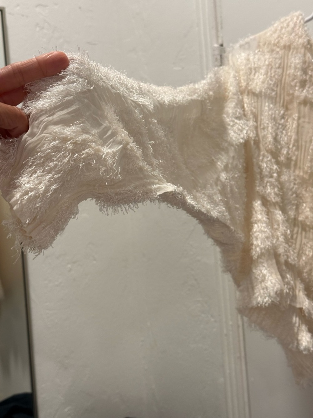 BEAUTIFUL ISSEY MIYAKE Cream Textured V-Neck Button Cardigan - Picture 10 of 13